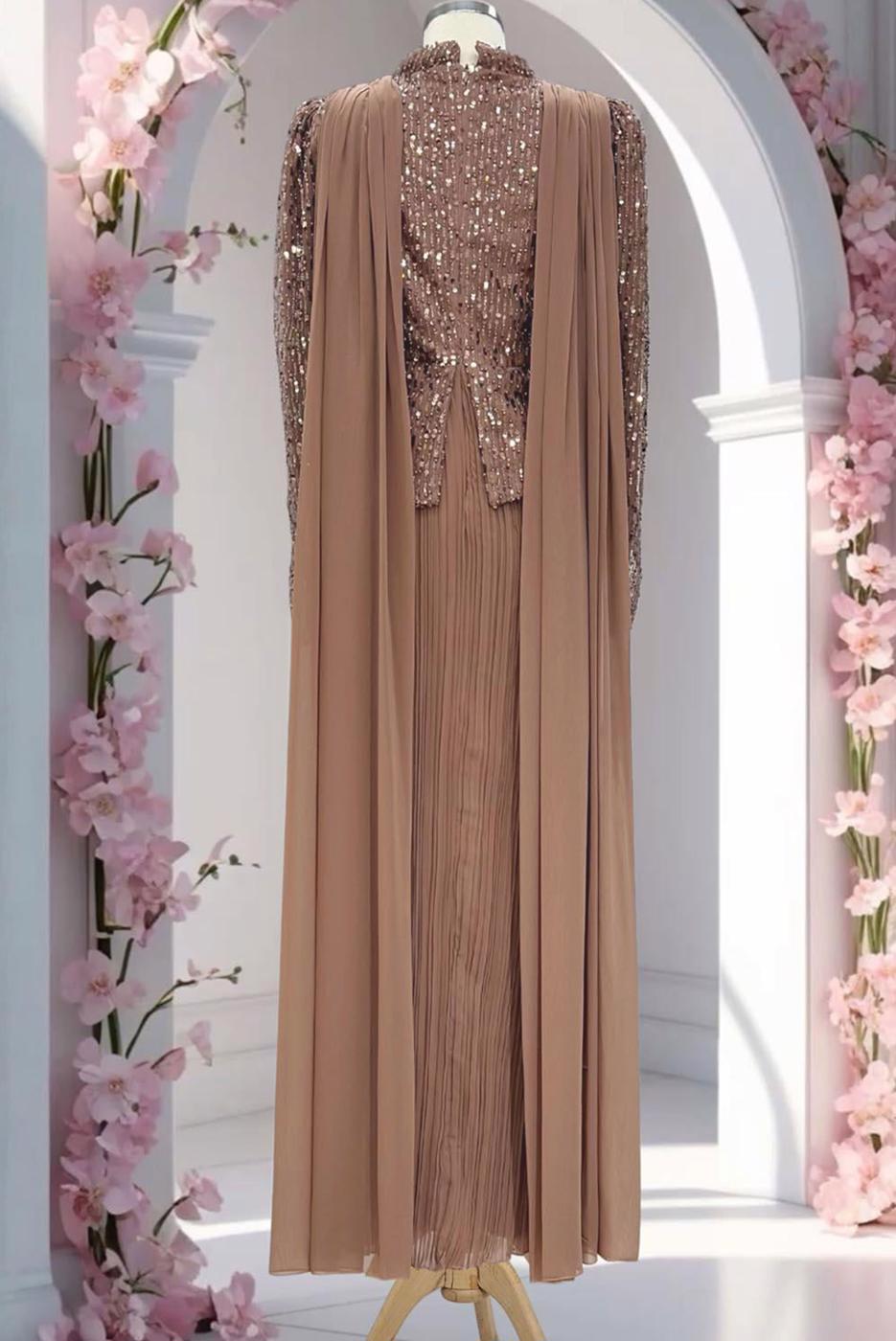 Vêtements hijab VISON ROBE DE SOIRÉE DÉTAILLÉE EN TULLE T 3663