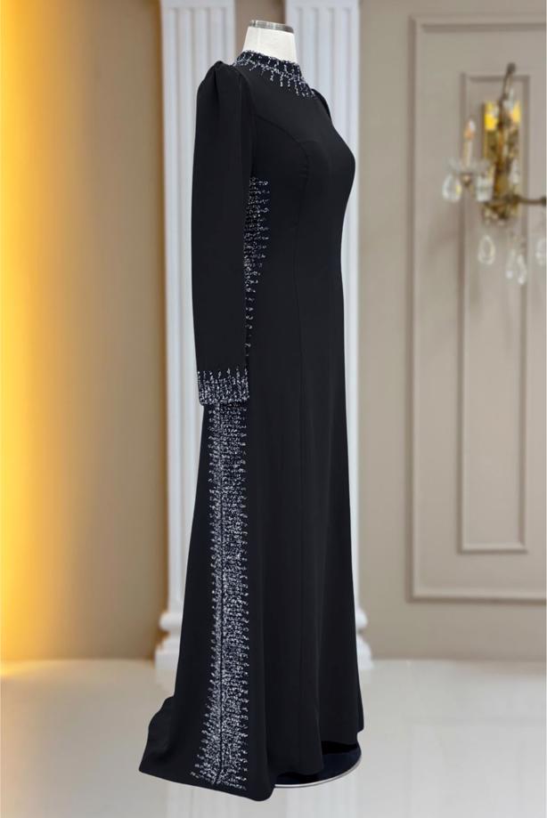 Hijab clothing BLACK GEM DETAILED EVENING DRESS T 4463 - TRENDTESETTÜR