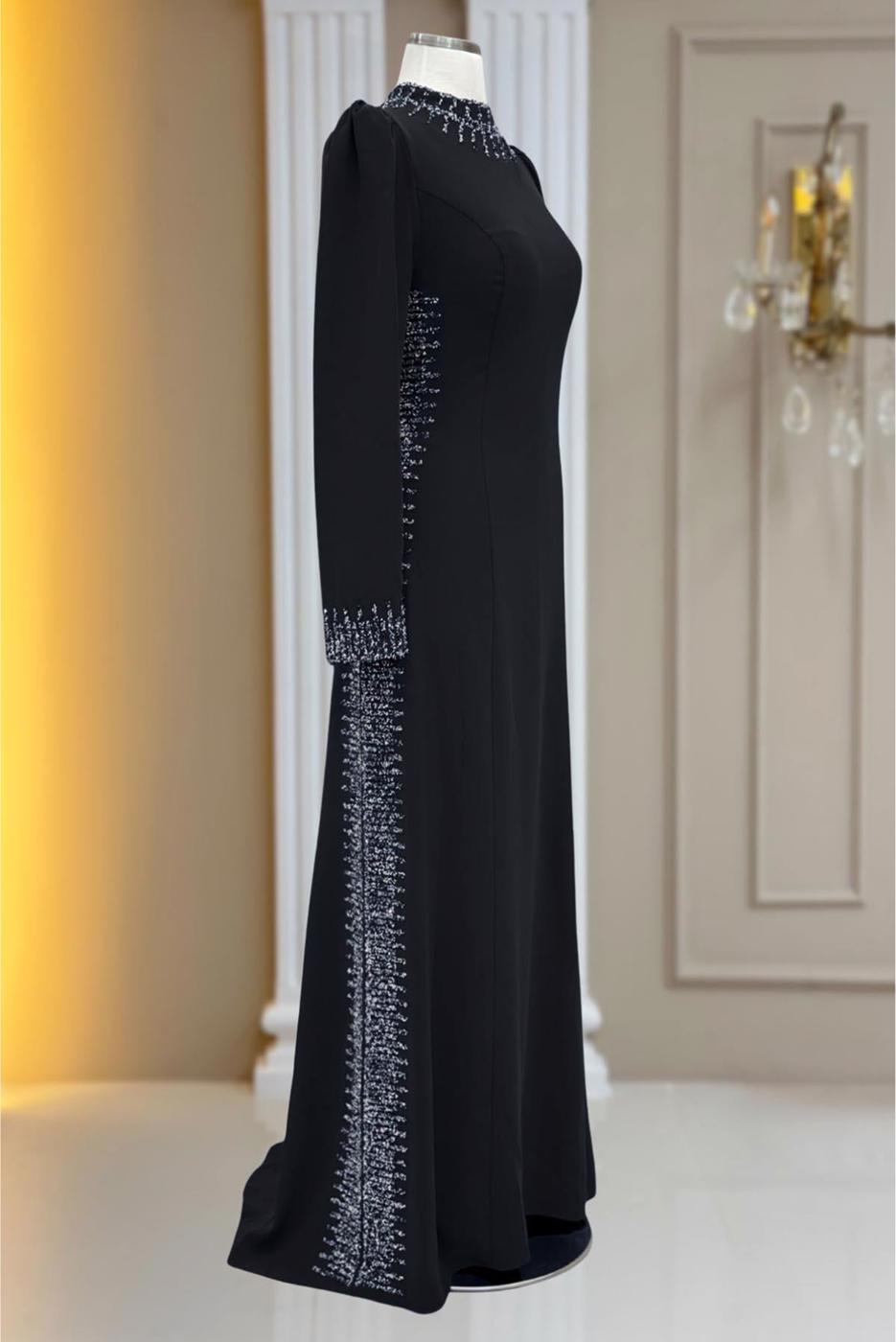 Hijab clothing BLACK GEM DETAILED EVENING DRESS T 4463