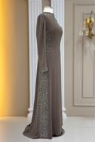 Hijab clothing MINK GEM DETAILED EVENING DRESS T 4463