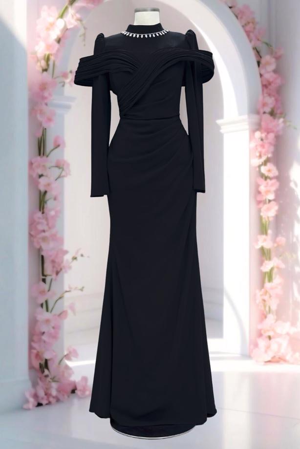 Tesettür giyim  T 4663 AH YAKASI TAŞLI ABİYE