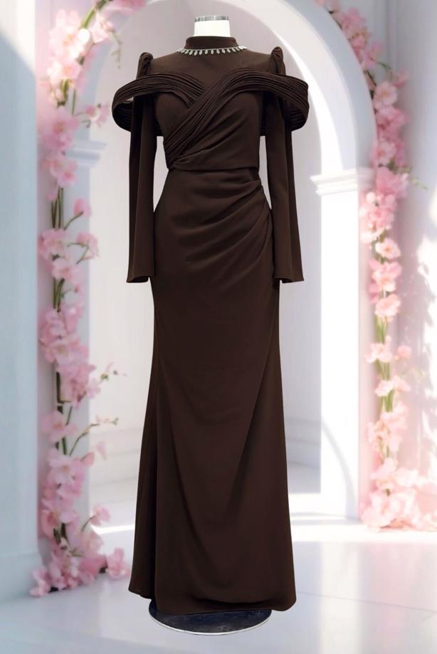 Tesettür giyim  T 4663 AH YAKASI TAŞLI ABİYE