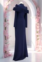 Tesettür giyim LACİVERT T 4663 AH YAKASI TAŞLI ABİYE