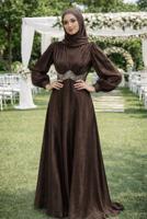 Tesettür giyim KAHVE T 5926 BSL ABİYE ELBİSE