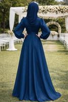 Tesettür giyim LACİVERT T 5926 BSL ABİYE ELBİSE