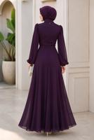 Hijab clothing PLUM CHIFFON EVENING DRESS T 6363
