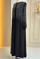 Tesettür giyim SİYAH TAŞ DETAYLI ABİYE ELBİSE T 7463