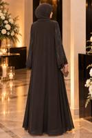 Vêtements hijab BRUN ROBE DE SOIRÉE DÉTAILLÉE DE GEMMES T 7463