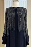 Tesettür giyim LACİVERT TAŞ DETAYLI ABİYE ELBİSE T 7463