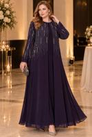 Vêtements hijab PRUNE ROBE DE SOIRÉE DÉTAILLÉE DE GEMMES T 7463