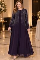 Vêtements hijab PRUNE ROBE DE SOIRÉE DÉTAILLÉE DE GEMMES T 7463