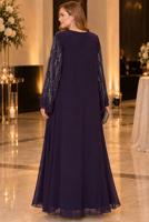 Vêtements hijab PRUNE ROBE DE SOIRÉE DÉTAILLÉE DE GEMMES T 7463