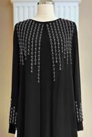 Vêtements hijab NOIR ROBE DE SOIRÉE DÉTAILLÉE DE GEMMES T 8463