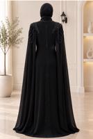 Vêtements hijab NOIR ROBE DE SOIRÉE DÉTAIL CAPE T 8768