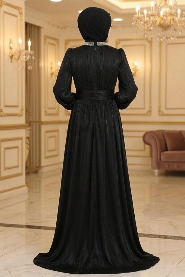 Hijab clothing BLACK CHIFFON EVENING DRESS T 9263 - TRENDTESETTÜR
