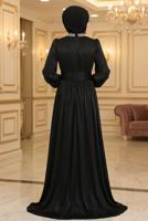 Hijab clothing BLACK CHIFFON EVENING DRESS T 9263