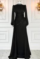 Hijab clothing BLACK CHIFFON EVENING DRESS T 9263