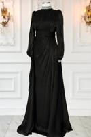 Hijab clothing BLACK CHIFFON EVENING DRESS T 9263