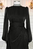 Hijab clothing BLACK CHIFFON EVENING DRESS T 9263