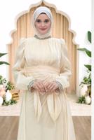 Hijab clothing CREAM CHIFFON EVENING DRESS T 9263