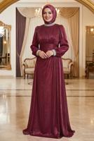 Hijab clothing CLARET RED CHIFFON EVENING DRESS T 9263