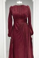 Hijab clothing CLARET RED CHIFFON EVENING DRESS T 9263