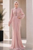 Hijab clothing POWDER DRAPE DETAILED EVENING DRESS T 9325