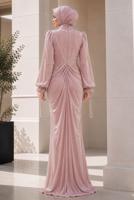 Hijab clothing POWDER DRAPE DETAILED EVENING DRESS T 9325