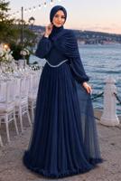 Vêtements hijab BLEU MARINE ROBE DE SOIRÉE ÉPAULES DÉNUDÉES T 9425