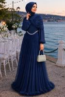 Vêtements hijab BLEU MARINE ROBE DE SOIRÉE ÉPAULES DÉNUDÉES T 9425