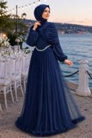 Vêtements hijab BLEU MARINE ROBE DE SOIRÉE ÉPAULES DÉNUDÉES T 9425