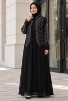 Vêtements hijab NOIR ROBE DE SOIRÉE BRODÉE DE GEMMES T 9431