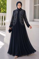 Vêtements hijab BLEU MARINE ROBE DE SOIRÉE BRODÉE DE GEMMES T 9431