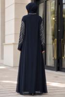 Vêtements hijab BLEU MARINE ROBE DE SOIRÉE BRODÉE DE GEMMES T 9431