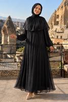 Vêtements hijab NOIR ROBE DE SOIRÉE DÉTAIL CAPE T 9764