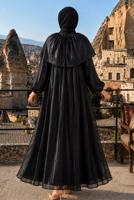 Vêtements hijab NOIR ROBE DE SOIRÉE DÉTAIL CAPE T 9764
