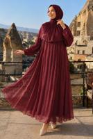Vêtements hijab ROUGE BORDEAUX ROBE DE SOIRÉE DÉTAIL CAPE T 9764