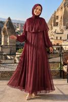 Vêtements hijab ROUGE BORDEAUX ROBE DE SOIRÉE DÉTAIL CAPE T 9764