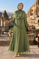 Vêtements hijab KAKI ROBE DE SOIRÉE DÉTAIL CAPE T 9764