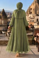 Vêtements hijab KAKI ROBE DE SOIRÉE DÉTAIL CAPE T 9764