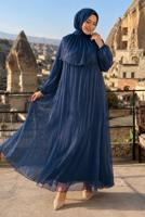 Vêtements hijab BLEU MARINE ROBE DE SOIRÉE DÉTAIL CAPE T 9764
