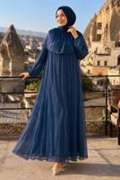 Vêtements hijab BLEU MARINE ROBE DE SOIRÉE DÉTAIL CAPE T 9764