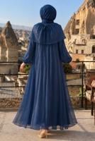Vêtements hijab BLEU MARINE ROBE DE SOIRÉE DÉTAIL CAPE T 9764