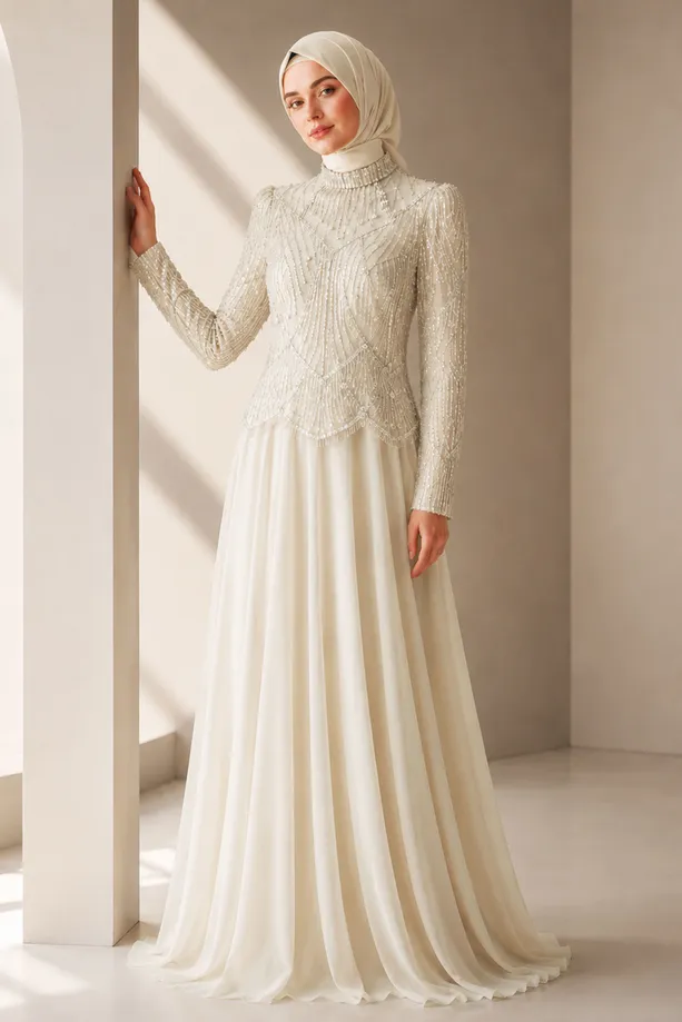 CORSET BEADED EVENING DRESS T 7663