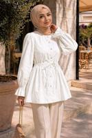 Hijab clothing WHITE SMOCKED WAIST BLOUSE T 2601