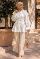 Hijab clothing WHITE SMOCKED WAIST BLOUSE T 2601