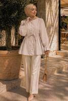 Hijab clothing BEIGE SMOCKED WAIST BLOUSE T 2601