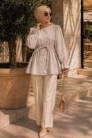 Hijab clothing BEIGE SMOCKED WAIST BLOUSE T 2601