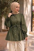 Hijab clothing KHAKI SMOCKED WAIST BLOUSE T 2601