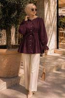 Hijab clothing PLUM SMOCKED WAIST BLOUSE T 2601
